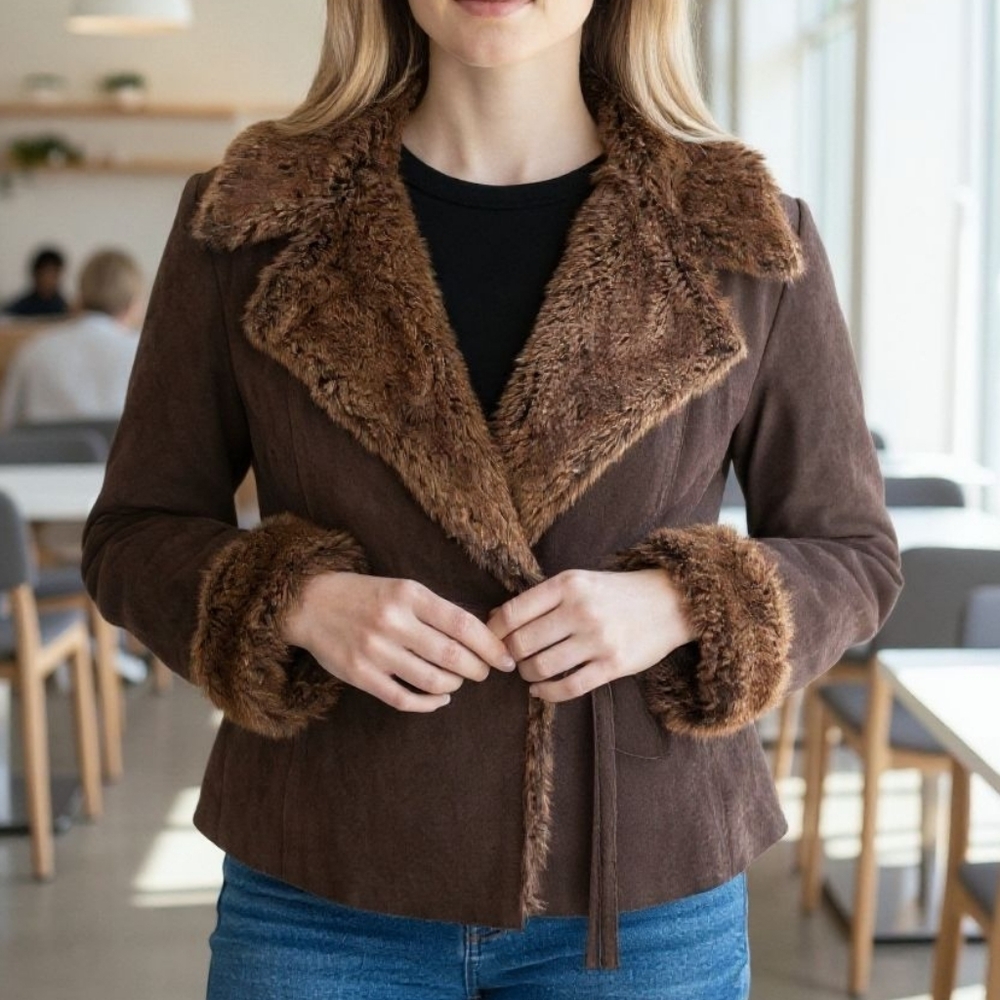 Marc Mattis Suede Faux Fur Jacket In Brown Size 1X